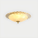 Bedroom Vintage Bowl-Shaped Gold Glass Flush Mount Lamp Image - 7