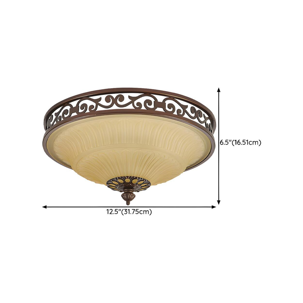 Bedroom Vintage Brown Bowl-Shaped Flush Mount Light 