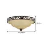 Bedroom Vintage Brown Bowl-Shaped Flush Mount Light Image - 17