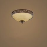 Bedroom Vintage Brown Bowl-Shaped Flush Mount Light Image - 2