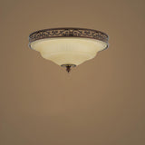 Bedroom Vintage Brown Bowl-Shaped Flush Mount Light Image - 3