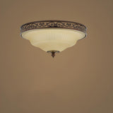 Bedroom Vintage Brown Bowl-Shaped Flush Mount Light Image - 5