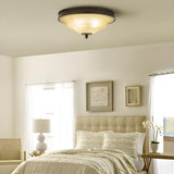 Bedroom Vintage Brown Bowl-Shaped Flush Mount Light Image - 7