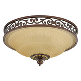 Bedroom Vintage Brown Bowl-Shaped Flush Mount Light Image - 8