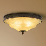 Bedroom Vintage Brown Bowl-Shaped Flush Mount Light Image - 9