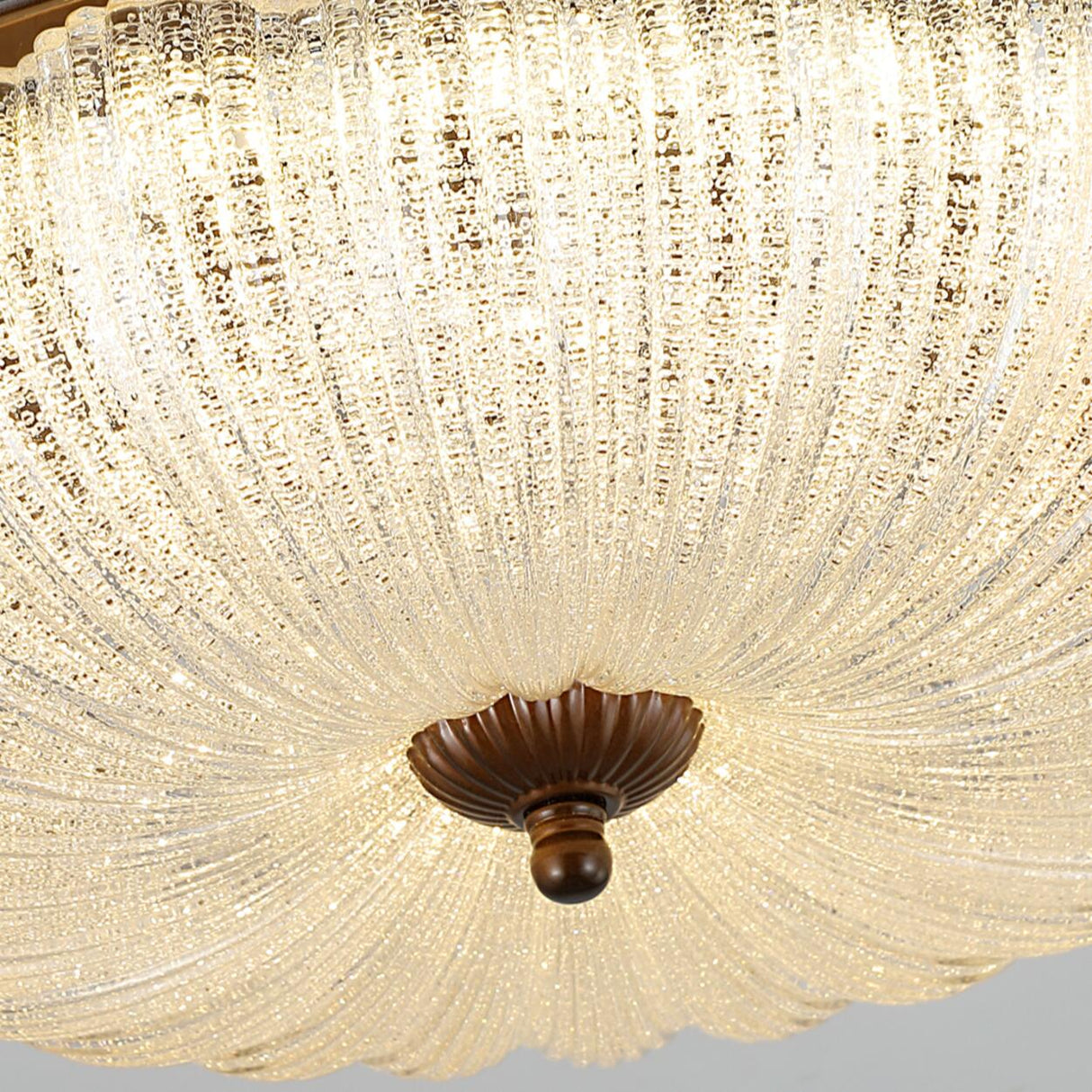 Bedroom Vintage Brown Drum LED Flush Mount Ceiling Lamp Image - 12