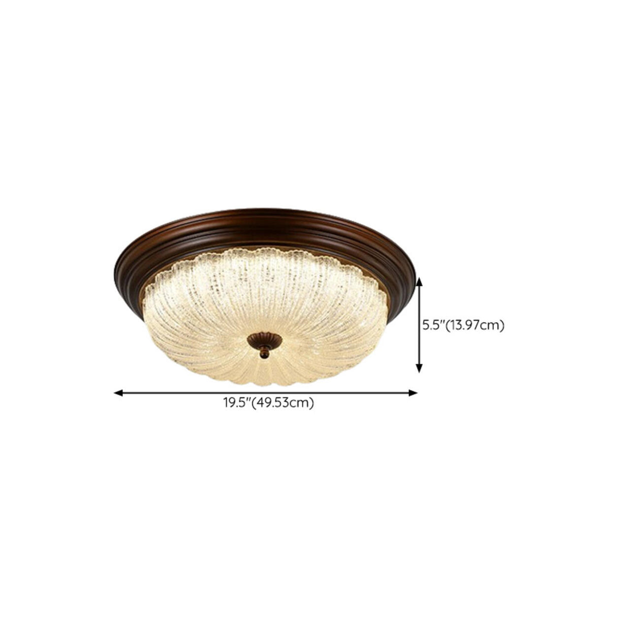 Bedroom Vintage Brown Drum LED Flush Mount Ceiling Lamp Image - 16