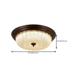 Bedroom Vintage Brown Drum LED Flush Mount Ceiling Lamp Image - 17