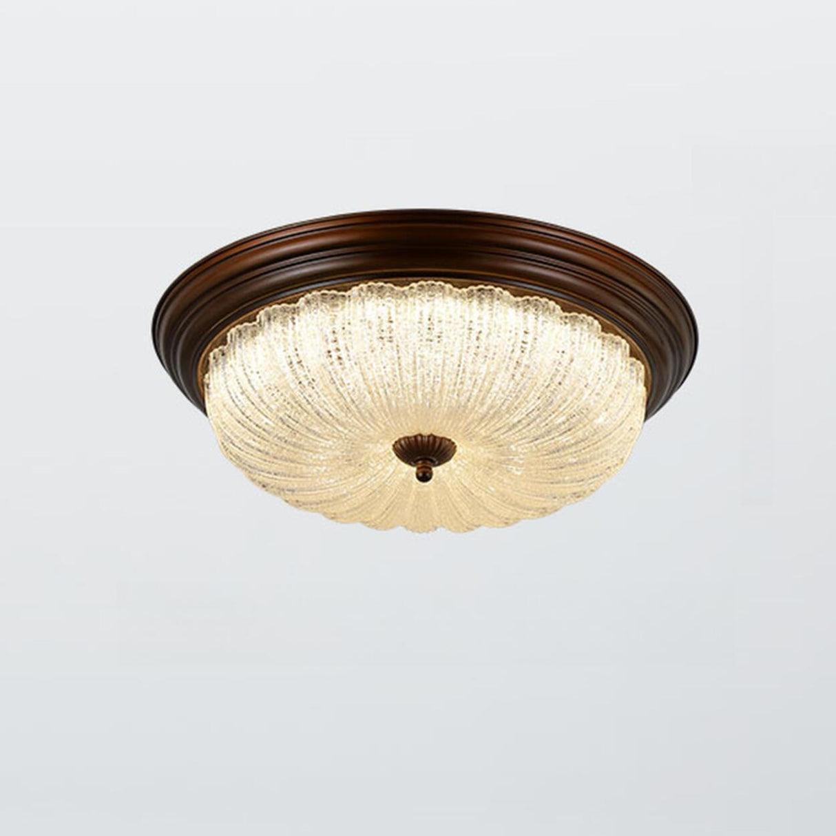 Bedroom Vintage Brown Drum LED Flush Mount Ceiling Lamp Image - 3