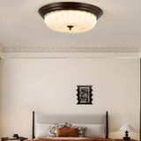 Bedroom Vintage Brown Drum LED Flush Mount Ceiling Lamp Image - 4