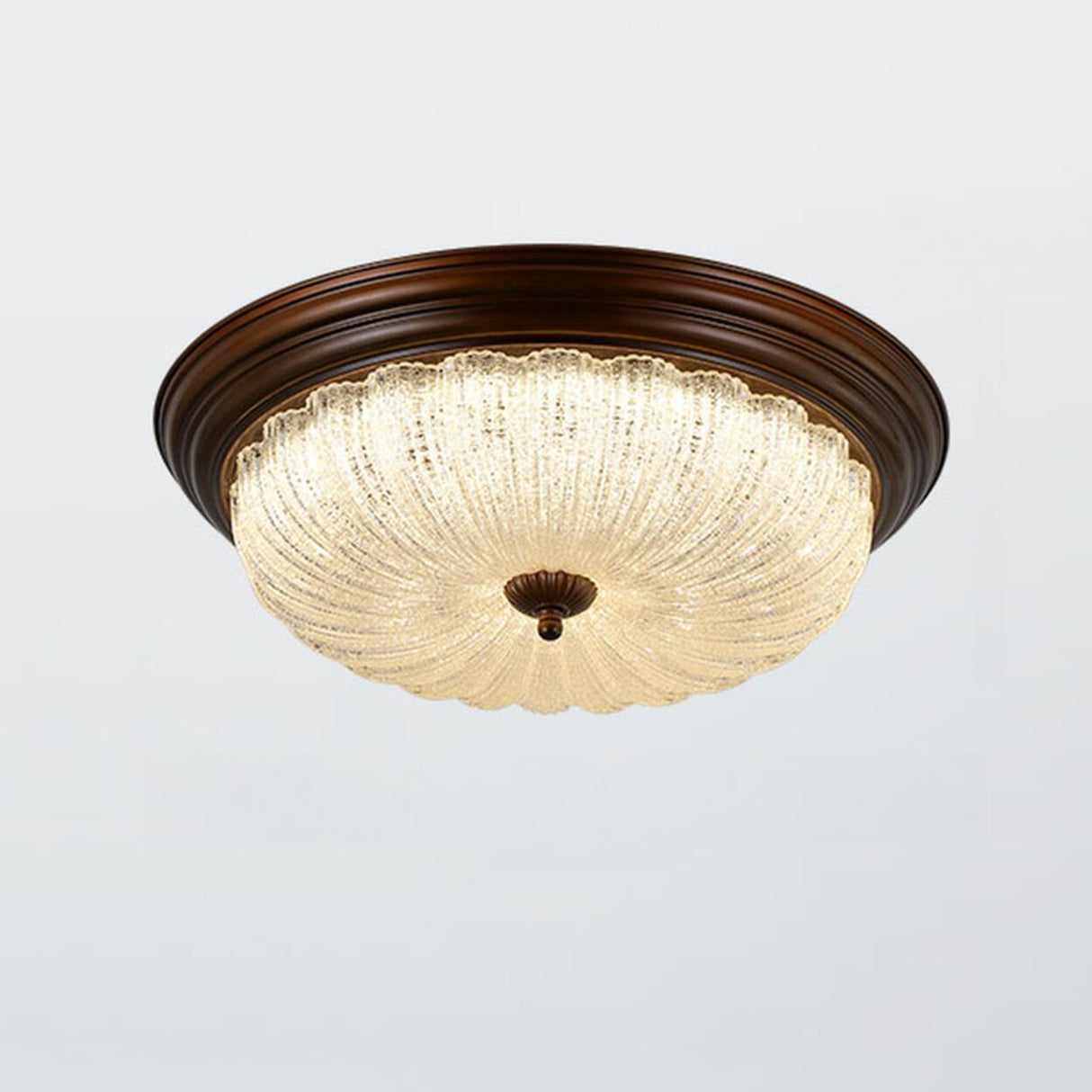 Bedroom Vintage Brown Drum LED Flush Mount Ceiling Lamp Image - 5