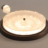 Bedroom Vintage Brown Round Glass Flush Mount Light Image - 11