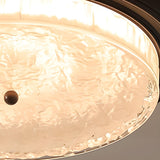 Bedroom Vintage Brown Round Glass Flush Mount Light Image - 13