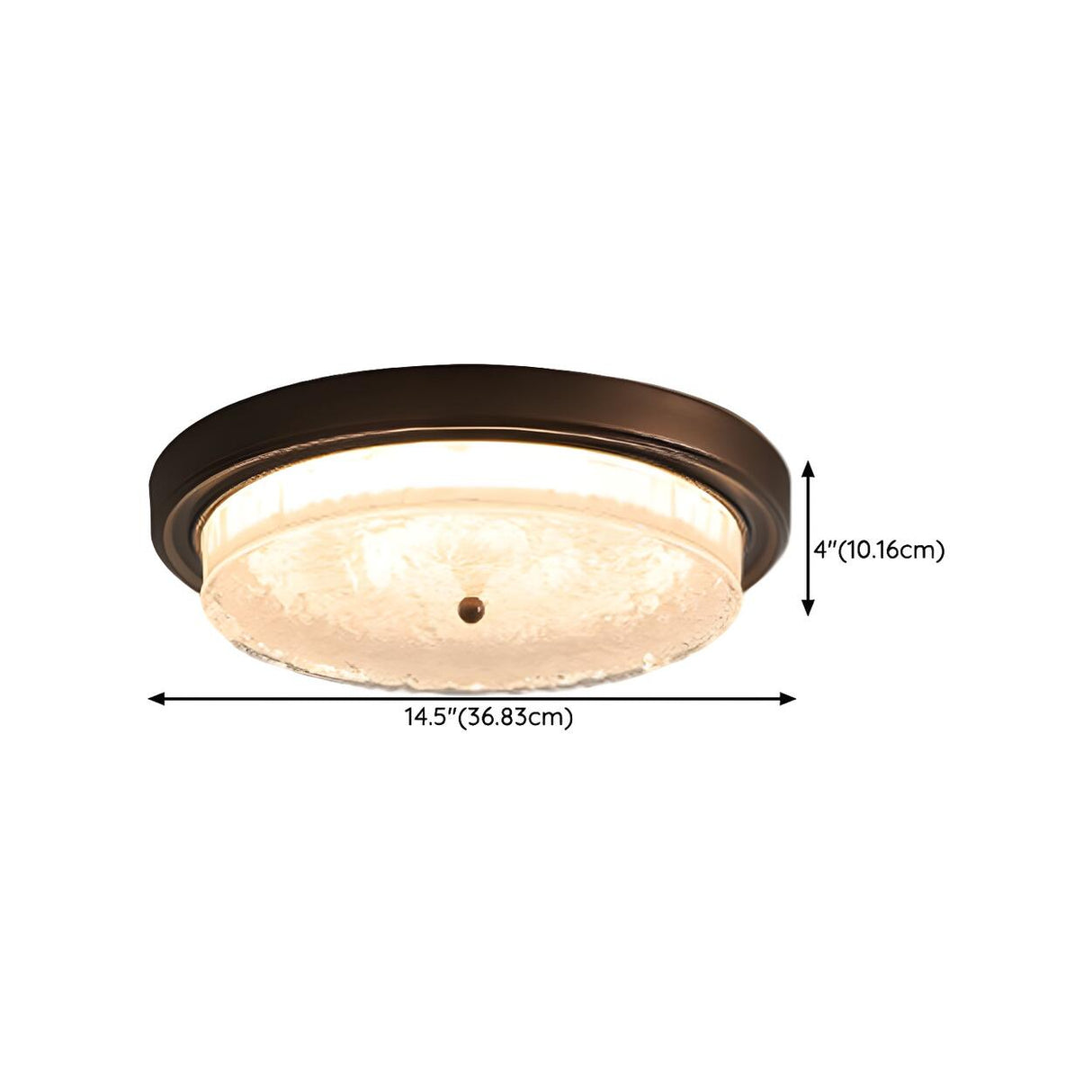 Bedroom Vintage Brown Round Glass Flush Mount Light 