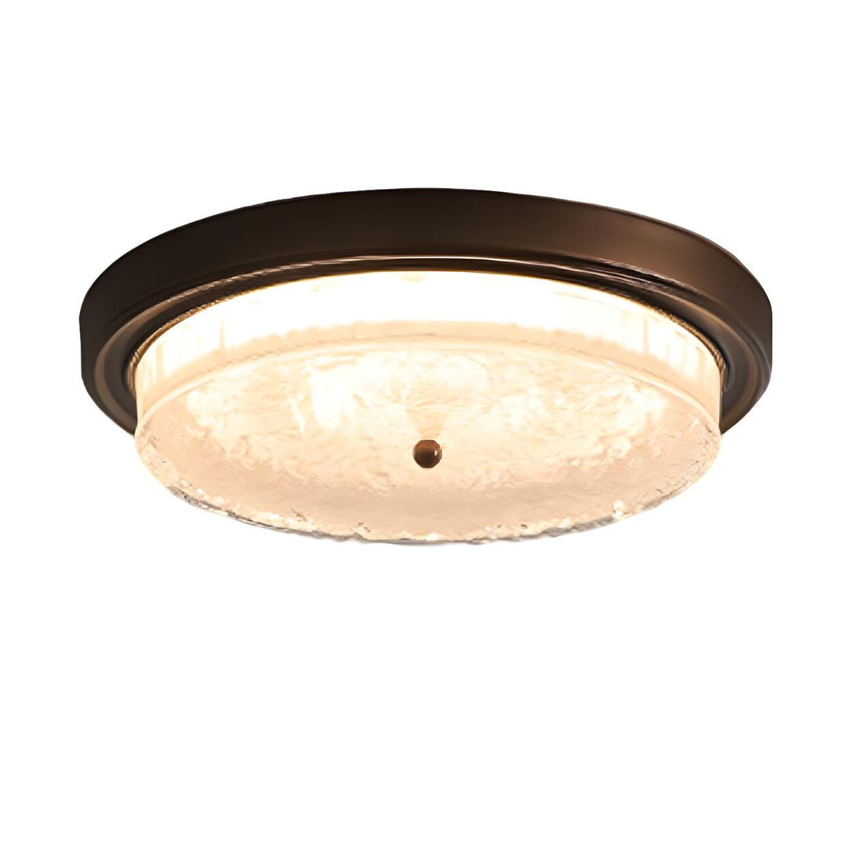 Bedroom Vintage Brown Round Glass Flush Mount Light Image - 7