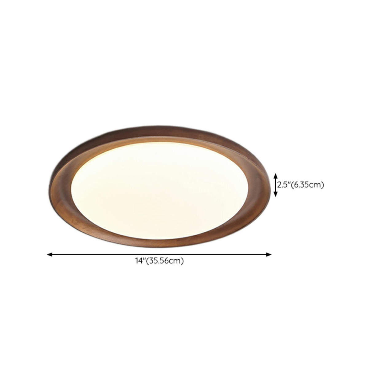 Bedroom Walnut Wood Circular Flush Mount Ceiling Light 