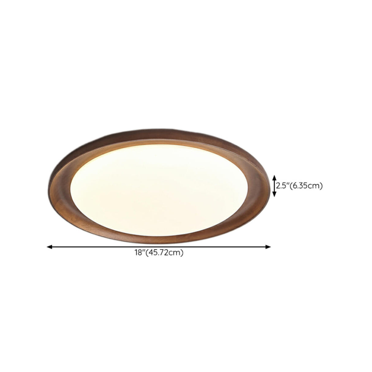 Bedroom Walnut Wood Circular Flush Mount Ceiling Light Image - 19