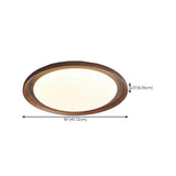 Bedroom Walnut Wood Circular Flush Mount Ceiling Light Image - 19