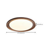 Bedroom Walnut Wood Circular Flush Mount Ceiling Light Image - 20