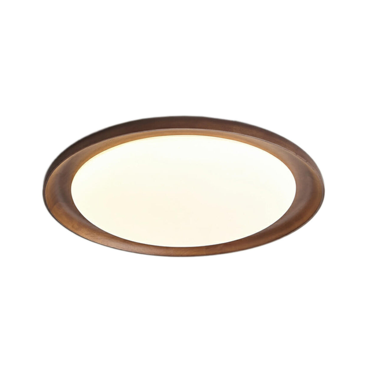 Bedroom Walnut Wood Circular Flush Mount Ceiling Light Image - 7