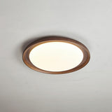 Bedroom Walnut Wood Circular Flush Mount Ceiling Light Image - 9