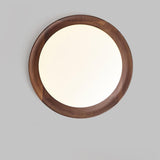 Bedroom Walnut Wood Circular LED Flush Mount Light Image - 11