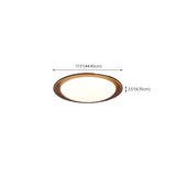 Bedroom Walnut Wood Circular LED Flush Mount Light Image - 13