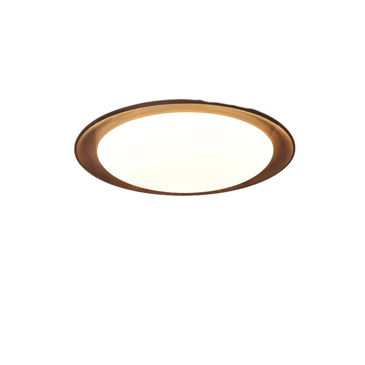 Bedroom Walnut Wood Circular LED Flush Mount Light Image - 8