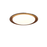 Bedroom Walnut Wood Circular LED Flush Mount Light Image - 8