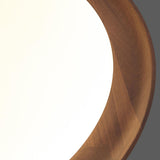 Bedroom Walnut Wood Circular LED Flush Mount Light Image - 9