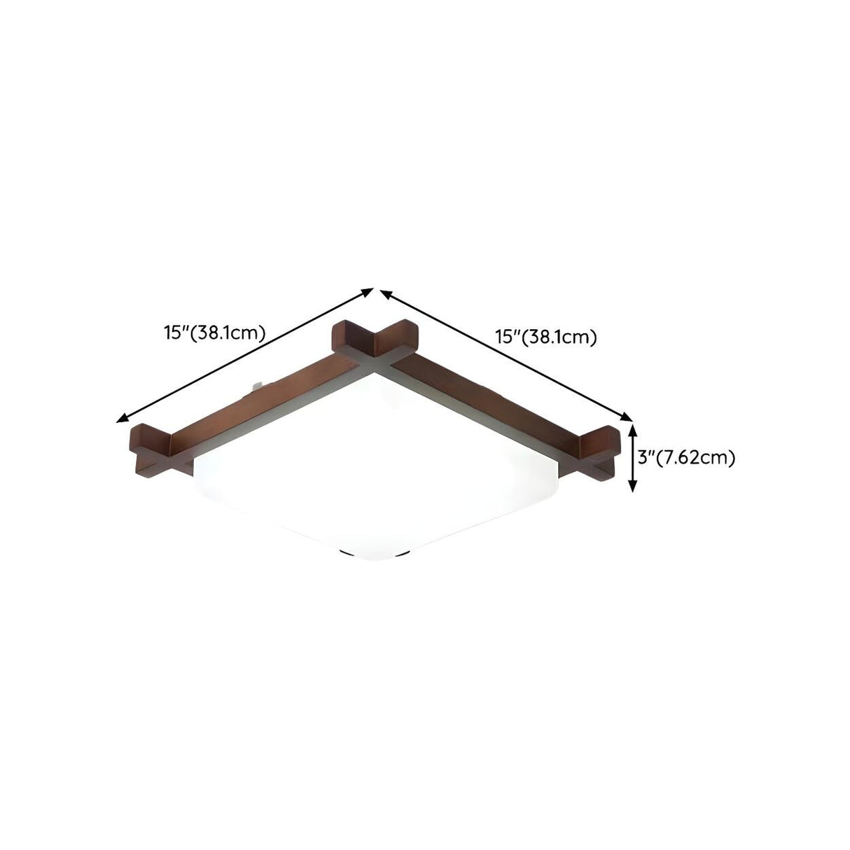 Bedroom Walnut Wood Square LED Flush Mount Ceiling Lamp 