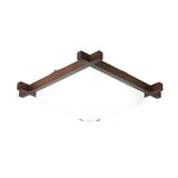 Bedroom Walnut Wood Square LED Flush Mount Ceiling Lamp Image - 5