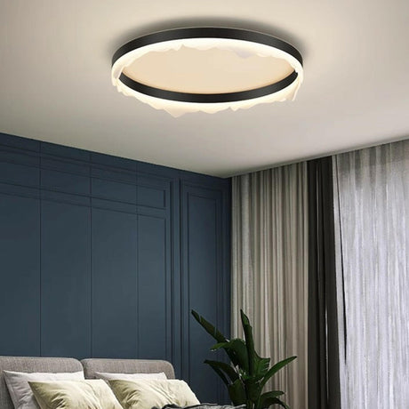 Bedroom Wave Circle Black Flush Mount Ceiling Light Image - 1