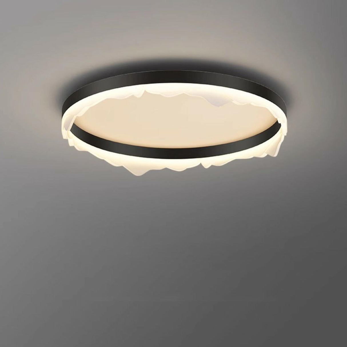 Bedroom Wave Circle Black Flush Mount Ceiling Light Image - 12