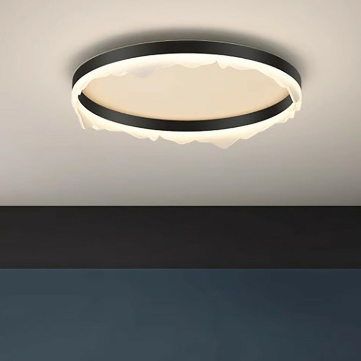 Bedroom Wave Circle Black Flush Mount Ceiling Light Image - 14