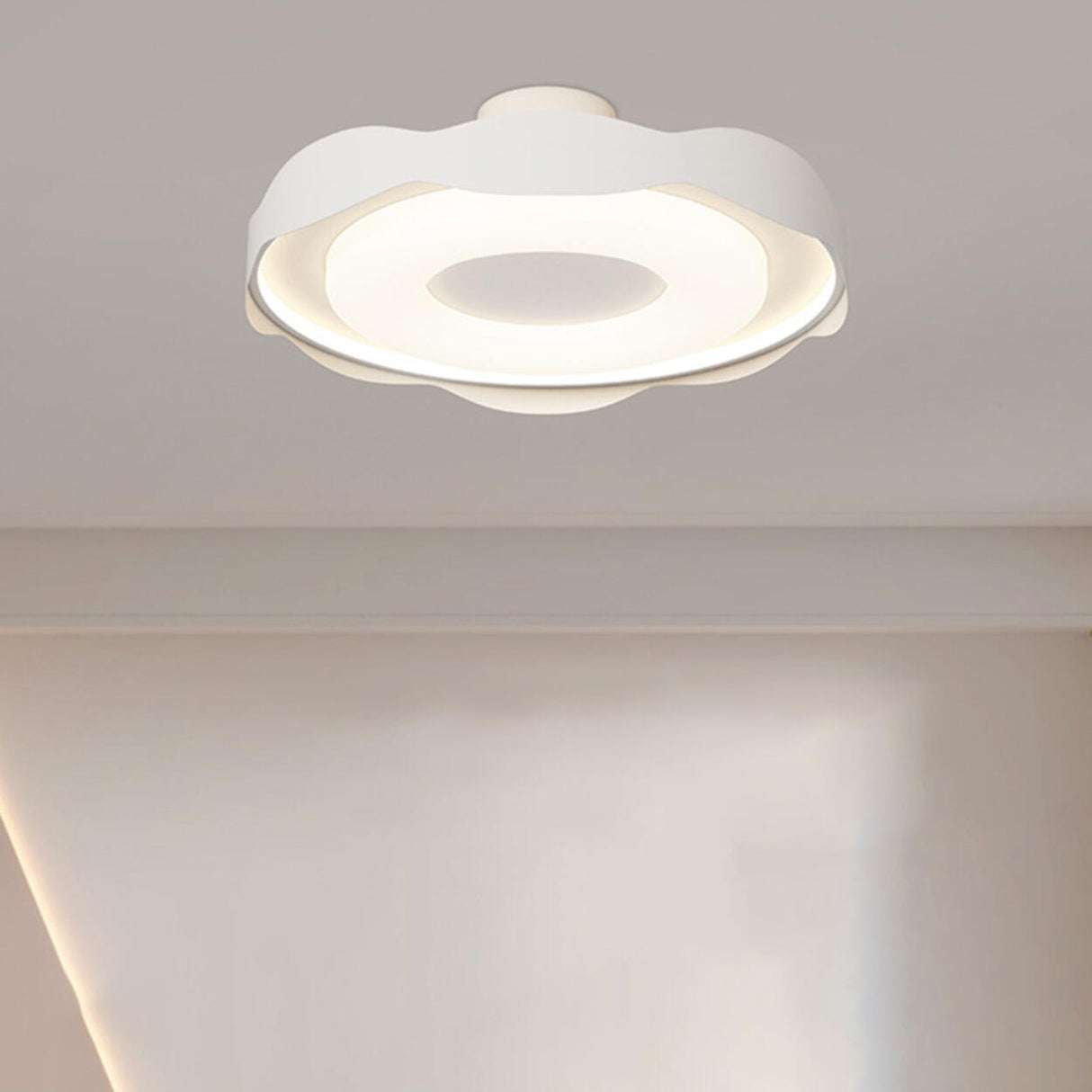 Bedroom Wavy White LED Semi-Flush Mount Ceiling Light Image - 14