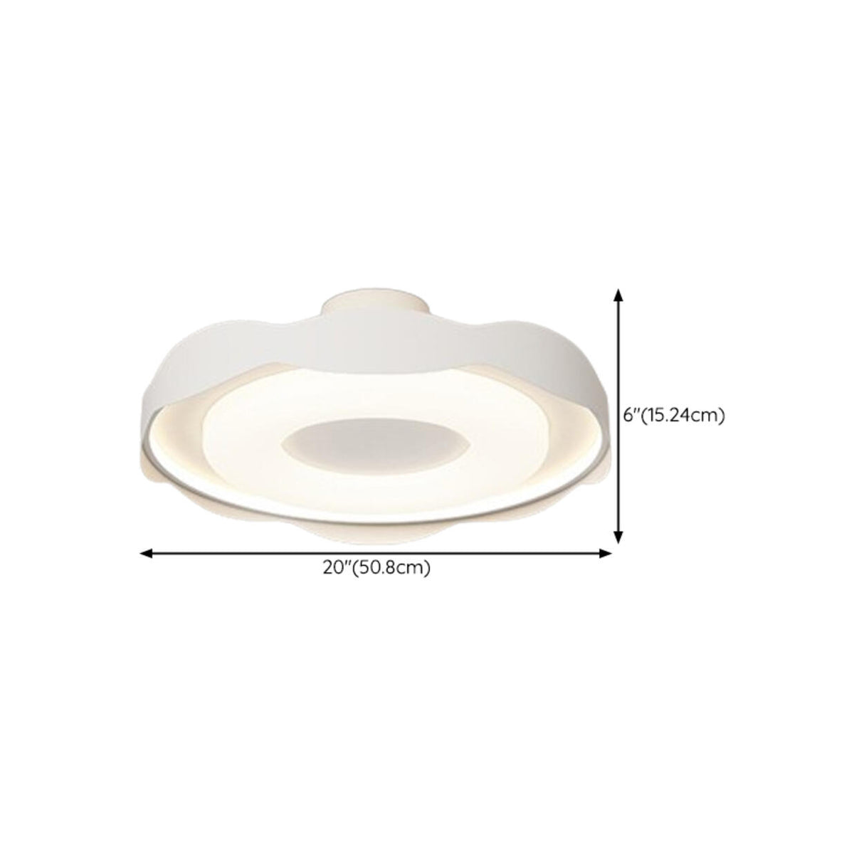 Bedroom Wavy White LED Semi-Flush Mount Ceiling Light 