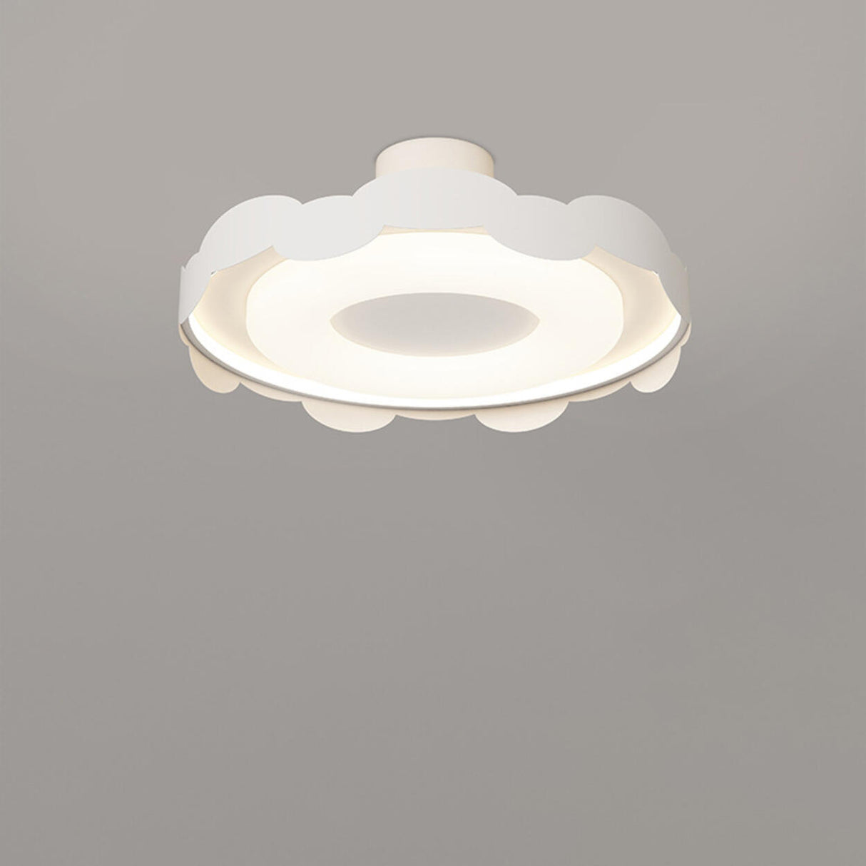 Bedroom Wavy White LED Semi-Flush Mount Ceiling Light Image - 2