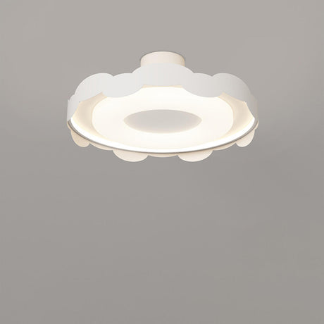 Bedroom Wavy White LED Semi-Flush Mount Ceiling Light Image - 2