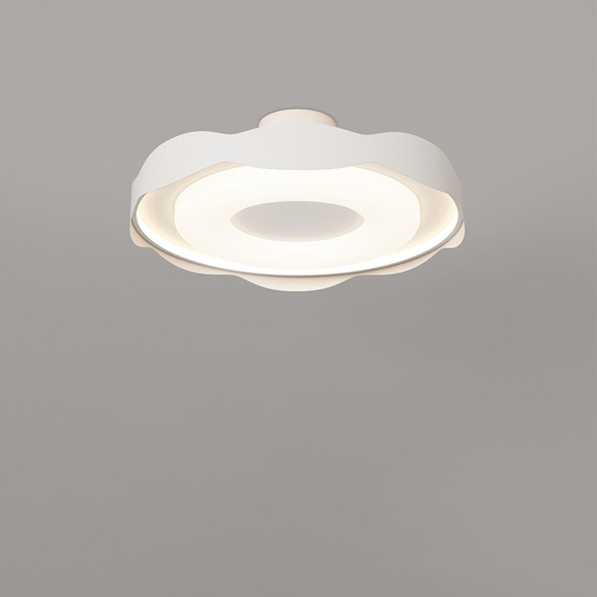 Bedroom Wavy White LED Semi-Flush Mount Ceiling Light Image - 3