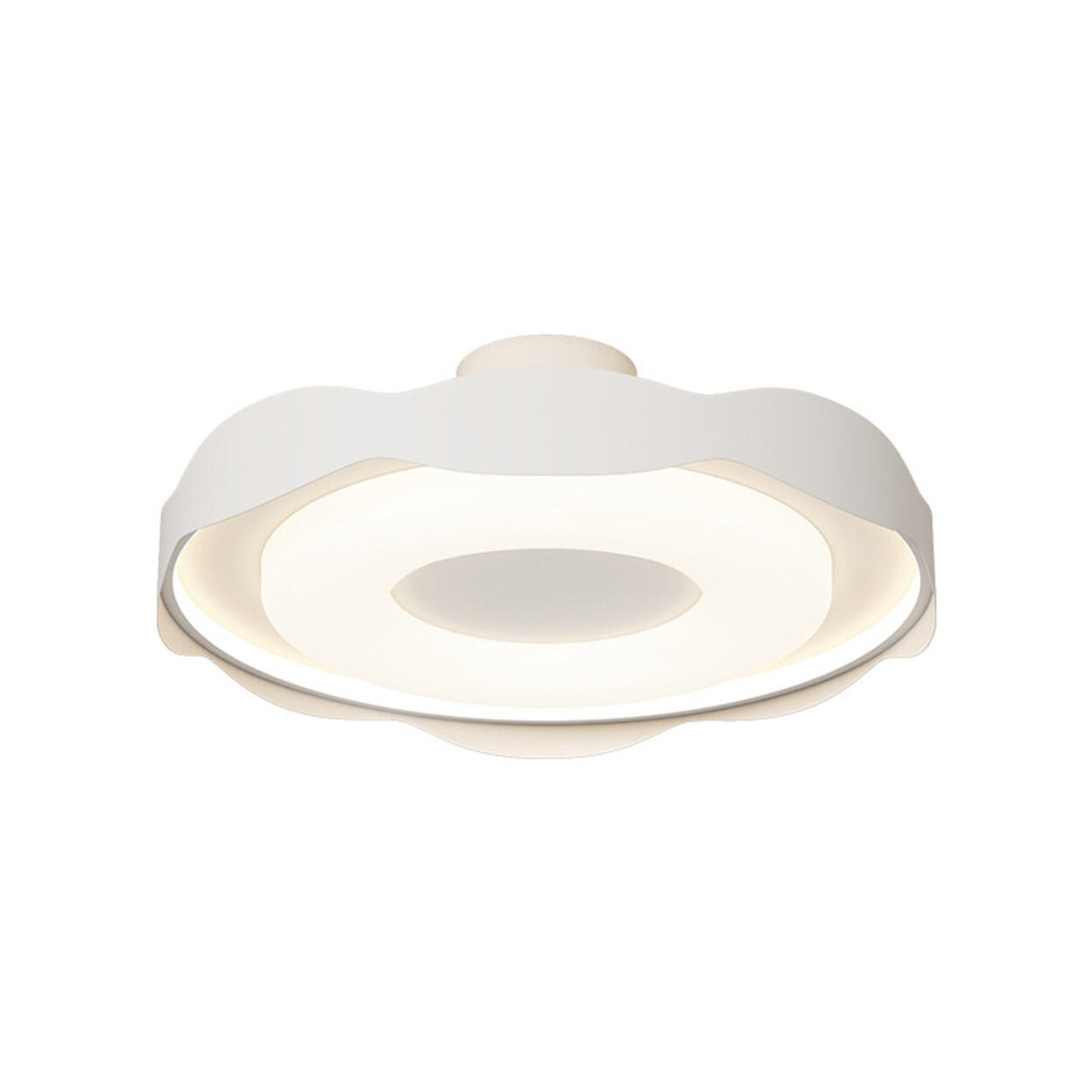 Bedroom Wavy White LED Semi-Flush Mount Ceiling Light Image - 9