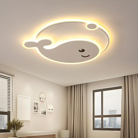 Bedroom Whale Dimmable LED Flush Mount Ceiling Light Image - 1