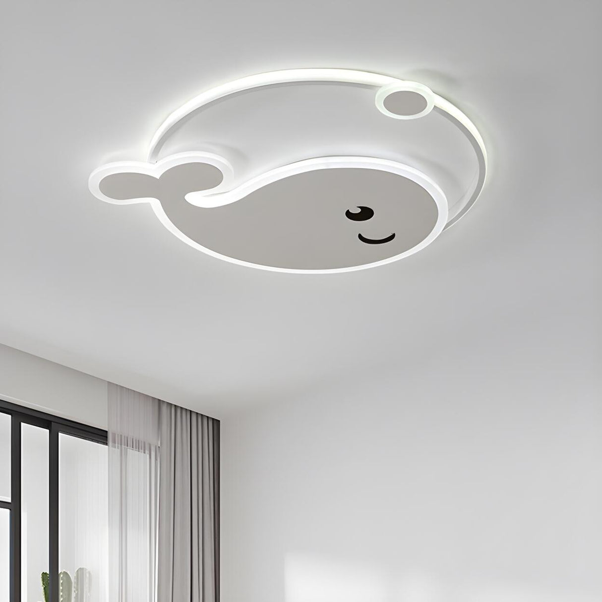 Bedroom Whale Dimmable LED Flush Mount Ceiling Light Image - 3