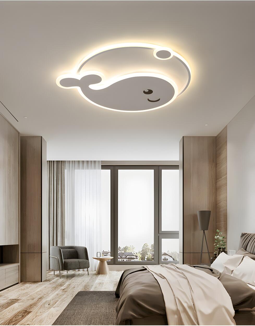 Bedroom Whale Dimmable LED Flush Mount Ceiling Light Image - 9