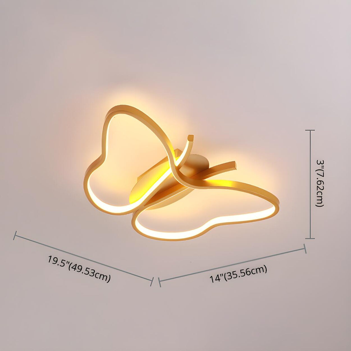 Bedroom Whimsical Gold Butterfly LED Flush Mount Light Image - 13