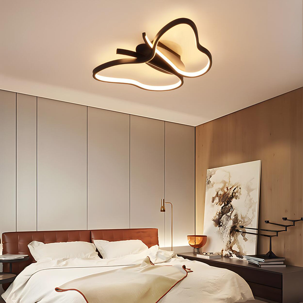 Bedroom Whimsical Gold Butterfly LED Flush Mount Light Image - 5