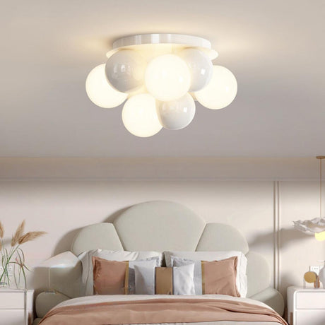 Bedroom White Bubble Sphere Semi-Flush Mount Light Image - 1