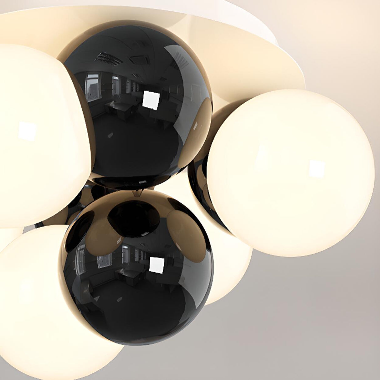 Bedroom White Bubble Sphere Semi-Flush Mount Light Image - 12