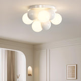 Bedroom White Bubble Sphere Semi-Flush Mount Light Image - 2