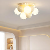 Bedroom White Bubble Sphere Semi-Flush Mount Light Image - 3